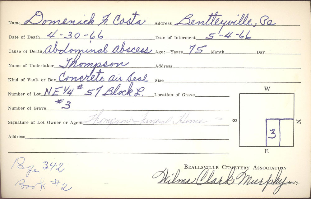 burial card